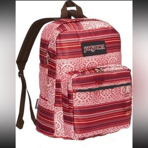 Jansport Superbreak Originals Red Aztec Print Backpack EUC!